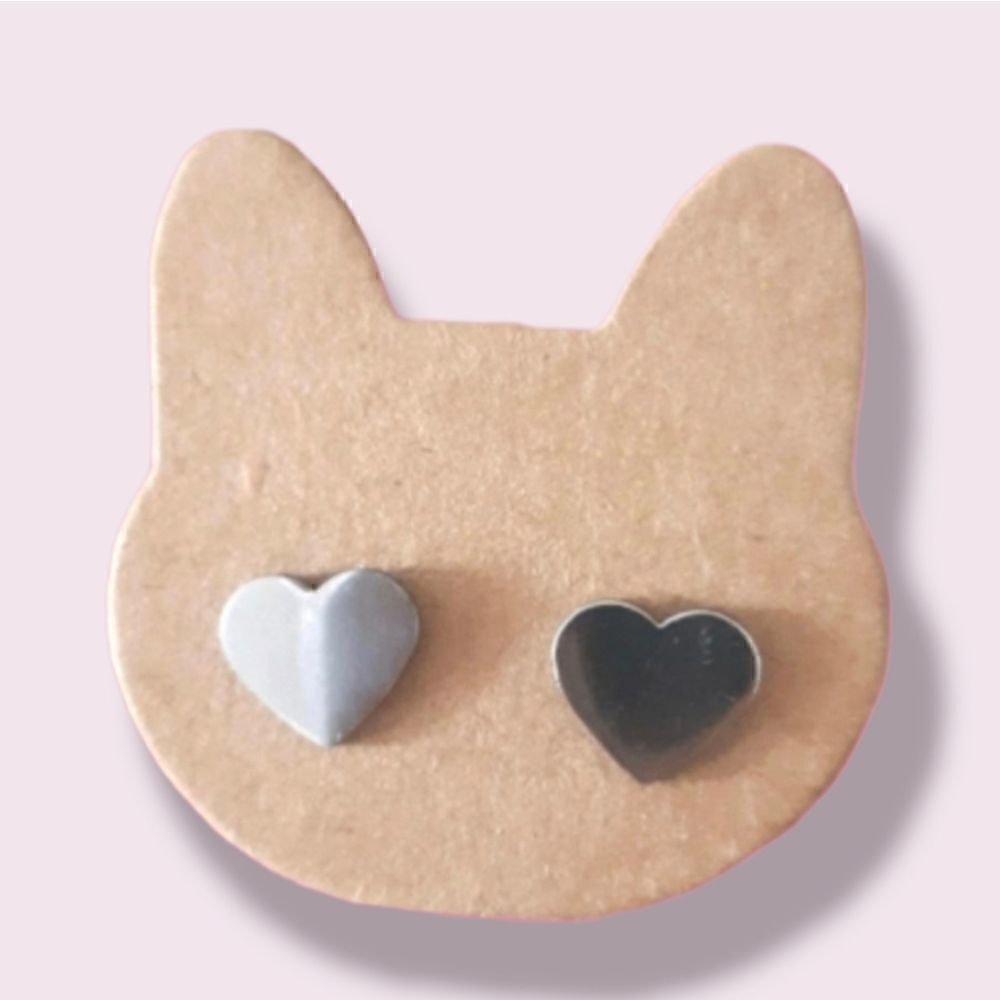 Silver Small Dainty Heart Stainless Steel Minimalist Stud Earrings